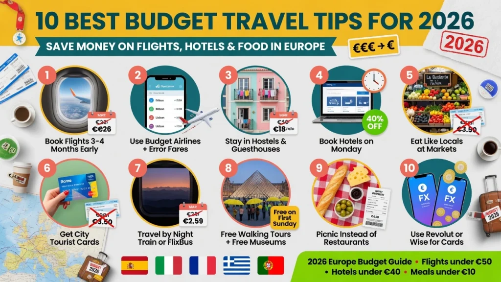 10 Best Budget Travel Tips for 2026 – Save Money on Flights, Hotels & Food in Europe